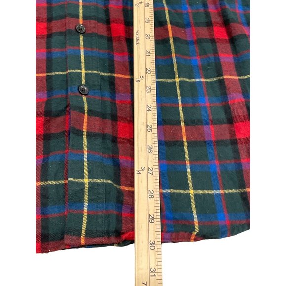 LL Bean Mens Traditional Fit Blue Red Green‎ Yellow Plaid Flannel Long Sleeve M - Picture 4 of 7